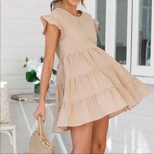 Tan Ruffle Dress